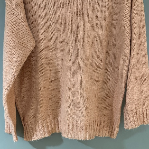 Haptics Peach Crewneck Sweater – Floral Appliqué Knit Pullover - Picture 9 of 9